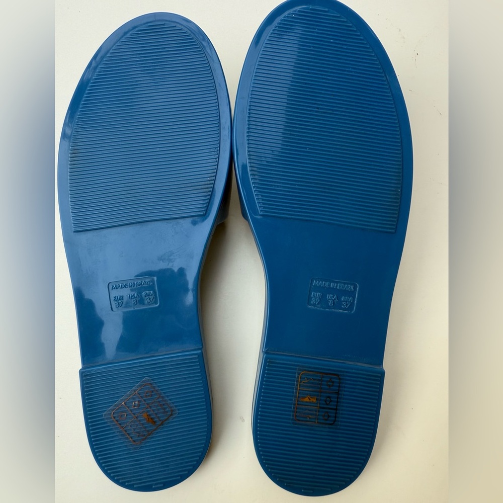 Jack Rogers Blue Jelly Slides Sandals, Front Bow, made in Brazil, NWOT, size 8 - Picture 5 of 8
